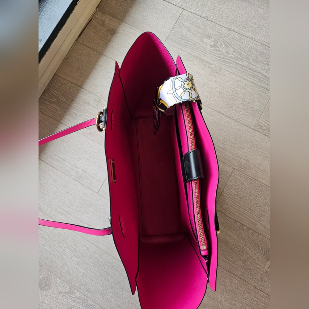 Kate Spade Arbor Hill Kyra Black Pink Leather Handbag Top Handle Tote - Picture 4 of 16